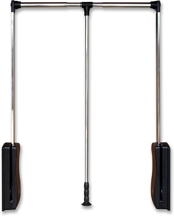 Pull Down Closet Rod 21"-26", Adjustable Side Mounted Closet for Kitchen Bedroom High Cabinets, Chrome, Two-Way Buffering Side, Heavy Duty Load Capacity