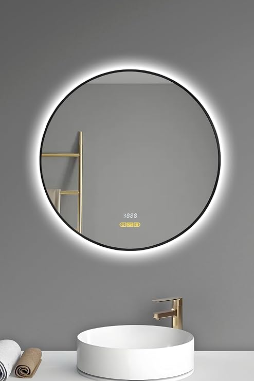 Akıllı Ayna Buhar Tutmayan Hareket Sensörlü 3 Renk Ledli Banyo Aynası Duvar Ofis Lavabo Aynası 80 Cm