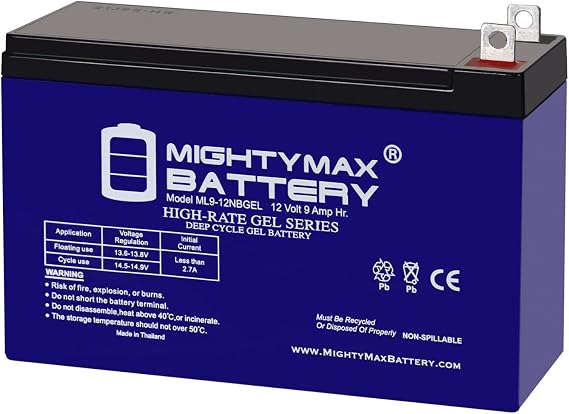 Mighty Max Battery 12V, 9Ah, GEL, NB Terminal, Replacement Battery Compatible with Firman H03651 Generator