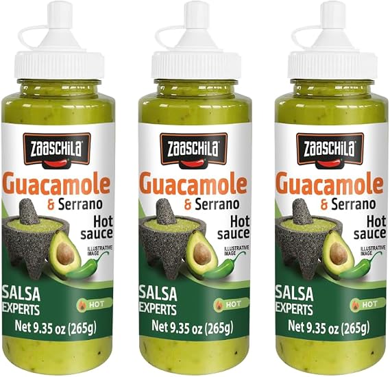 Zaaschila Sauce Guacamole & Serrano 9.35oz (265g) 3pc pack (Packaging may vary)