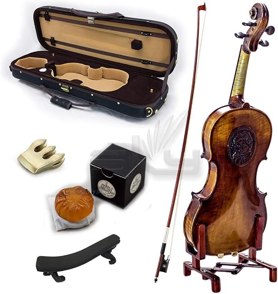 Sky A++ Maple and Spruce Collector Series (Highly Flamed) Mastero Soundi 4/4 Size Professional Hand-made One-piece Back Acoustic Violin 100% Oil Varnished