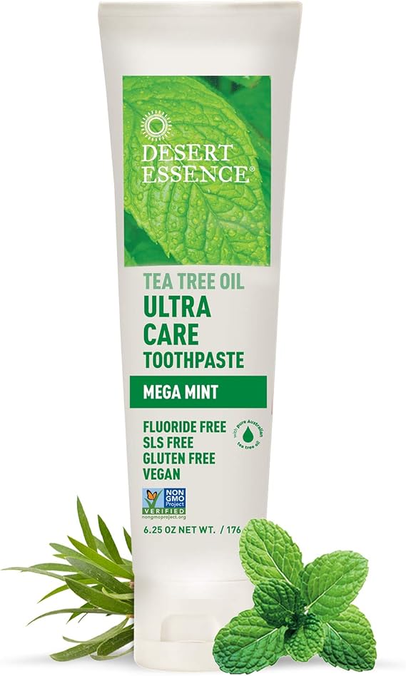 Desert Essence Ultra Care Toothpaste, Mega Mint, Fluoride Free, 6.25 oz
