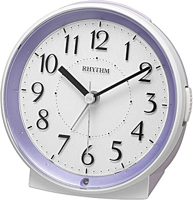 RHYTHM 8RE669SR12 Auto Light Alarm Clock, Purple