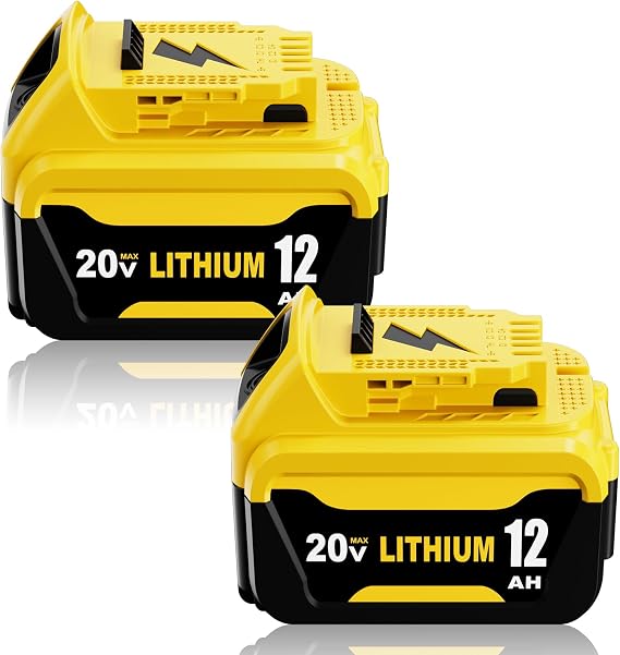 2Packs 12000mAh DCB206 Battery Replacement for Dewalt 20v Battery Lithium