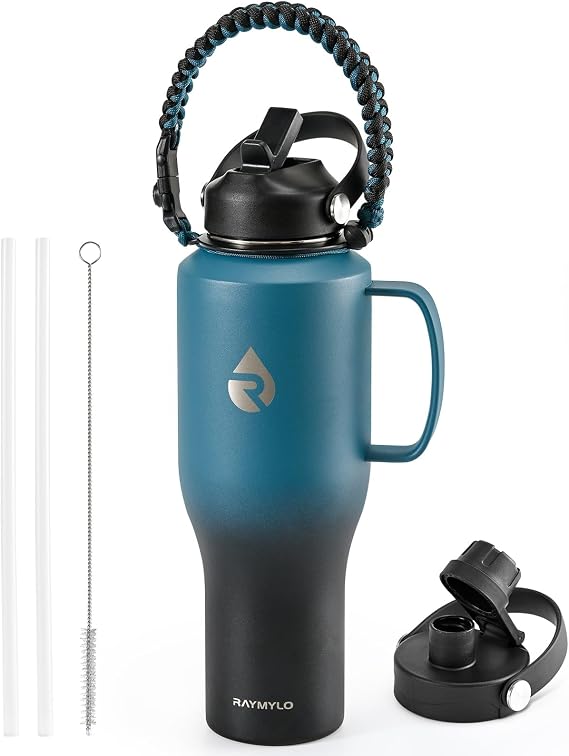 RAYMYLO 1.2L Insulated Water Bottle with Handle, Triple Wall Vacuum