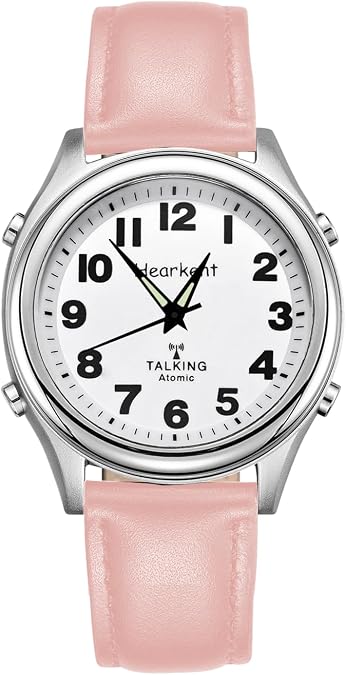 Hearkent Ladies Talking Watch for Seniors,Blind,Loud Clear English Voice | Analog Atomic Watch,Speaking Time,Date&Alarm Time,Gift for Visually Impaired,Big Numbers,Easy Setup,No Charging (Women's)
