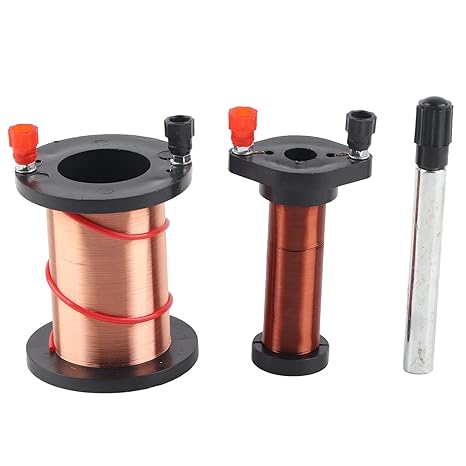 Electromagnetic Induction Coil, Premium Physics Teaching Kit with Primary and Secondary Coils for Middle High School Experiments PVC Brass Construction