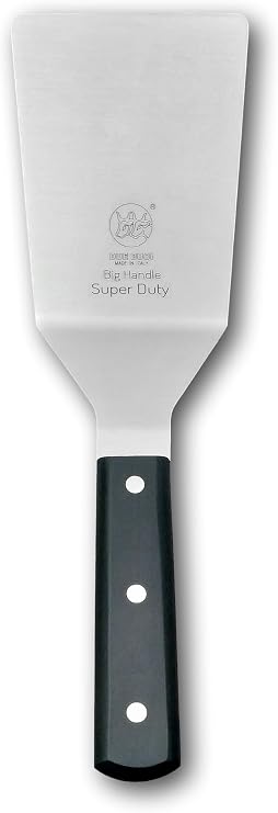 DUE BUOI "SMASH&LIFT" Big Handle Super Duty Wide Spatula 50% thicker and stiffer than regular blade - blade dimension 4" x 6.1/3". Good for Smash Burger Kitchen bbq. Non-stick Durable.