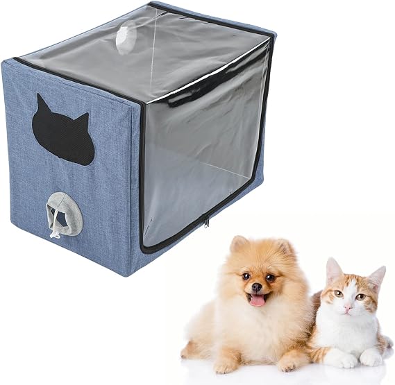 Pet Nebulizer Nest Cat Dog Atomization Box Oxygen Chamber Collapsible Hands Portable Inhalation Machine Small Pet Nebulization Oxygen Inhalation Box ICU Cage