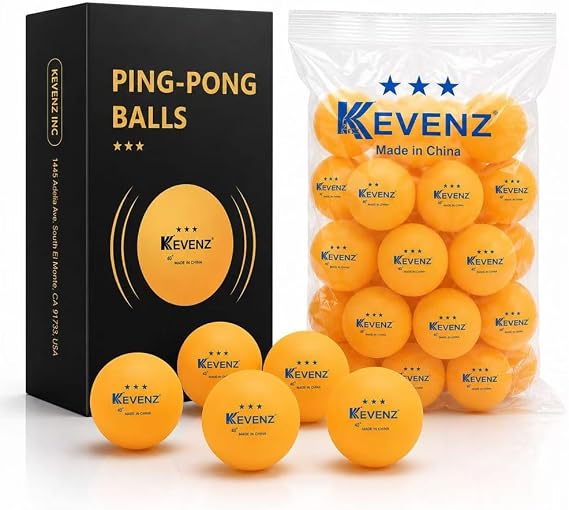 KEVENZ 72-Pack 3-Star 40+ Table Tennis Ball, Buy 60 Pcs Orange Training Ping Pong Balls, Get 12 Pcs Orang Match Balls
