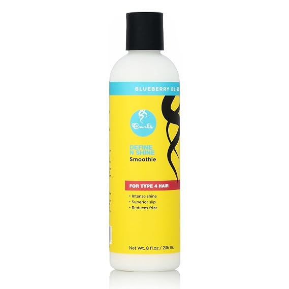 Curls Blueberry Bliss Define N Shine Enhancing Smoothie - 8 oz, Provides Frizz Control, Adds Shine & Superior Slip, With Marshmallow Root Extract, Moisturizing Hair Smoothie for Type 4 Coils