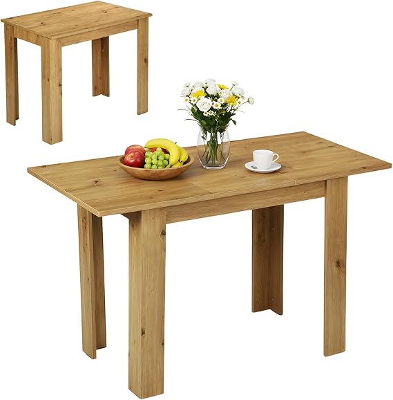 Extendable Dining Table 90/125 x 60 cm Kitchen Table Extendable for 4-6 People Rectangular Extendable Dining Table Wooden Dining Room Table Extendable Table for Kitchen Dining Room