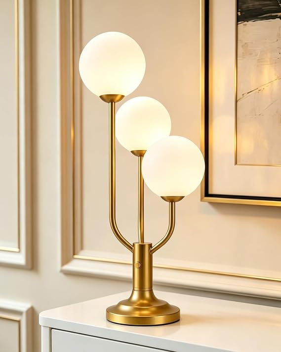 Lightdot Gold Globe Table Lamp for Bedroom Gift G9 Bulbs Included Dimmable
