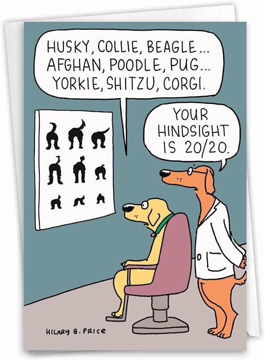 NobleWorks 1 Funny Birthday Card Dog Eye Exam Animal Puppy Jokes C2435BDG