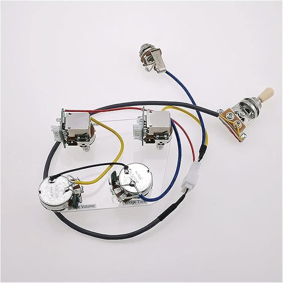 Electric Guitar 1 Set of Electric Guitar Pickup Wiring Harness Push-Pull Switch Potentiometer for LP SG Epiphone Without Welding Guitar Parts (Chrome Yellow Hat)
