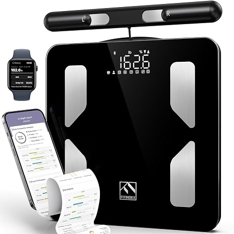 FITINDEX Body Pod Smart Scale, 8-Electrode, BMI & Body Fat, Large Platform