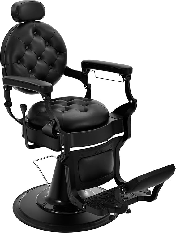 All Black Barber Chairs for Barbershop, Heavy Duty Salon Styling Chair