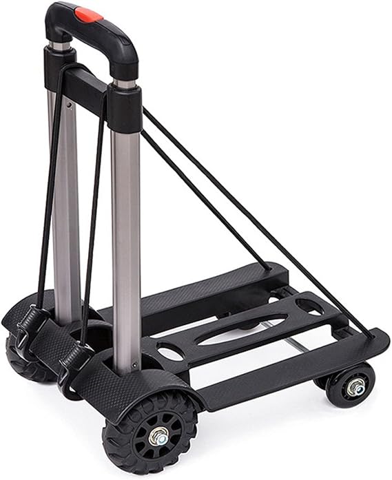 PerGar Modern, Compact Black Aluminium Alloy 4 Wheel Folding Trolley Luggage Cart