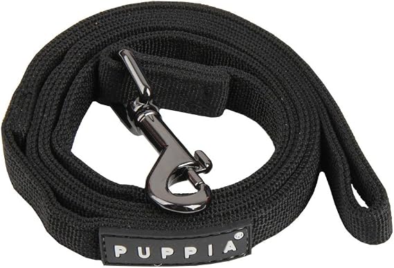 Puppia Two Tone Dog Lead Strong Durable Comfortable Grip Walking Training Leash for Small & Medium Dog, Black, Medium
