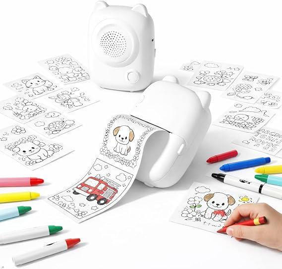 AI Sticker Printer, Voice-to-Print Portable Thermal Sticker Maker, Inkless Mini Label Printer for Creative Kids DIY, Journaling, Scrapbooking, DIY Crafts, Study Notes, Photos