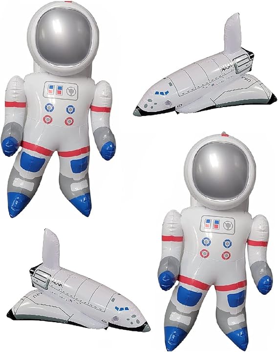 Awesome Large Inflatable Space Shuttle Astronaut Figures. Vinyl. Inflate Wall, Table Ceiling Decor. Perfect Out of Space Exploration Galaxy Cosmos Universe Theme. (2 Astronauts + 2 Shuttles)