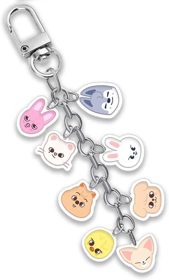 Wandering Keychain Cute Cartoon Acrylic Anime Keychain Set Children's Cartoon Double-Sided Backpack Phone Pendant Keychain Creative Decoration