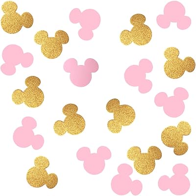 100 pcs Minnie Confetti,Pink And Gold Mouse confetti,Minnie Birthday,First Birthday Party Decoration,Baby Shower Decoration