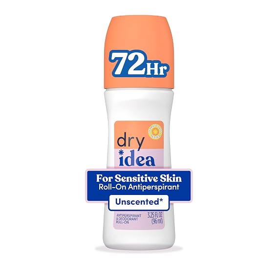 Dry Idea Unscented Roll On Deodorant & Antiperspirant for Women - Hypoallergenic for Sensitive Skin, 2X Longer Sweat Protection*, 72Hr Odor Protection, Womens Deodorant, 3.25oz