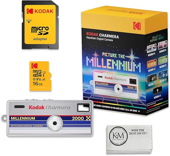 Kodak Charmera Millenium Edition Digital Camera | Random Style Blind Box with 16GB MicroSD Card + Microfiber Cloth (3 Items)