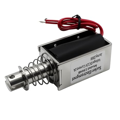 DC12V 2A Push Pull Solenoid, 3.5-35N, 20mm Linear Solenoid, Push Pull Type Type Solenoid Electromagnet, Solenoid Actuator for Home Appliance Control and Automotive Systems