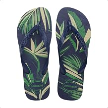 Havaianas - Aloha, Comfortable, Durable and Summer Flip Flops, Leaf Pattern Sole, Non-Slip Sole, Men, Navy Blue Navy Blue, 43/44 EU