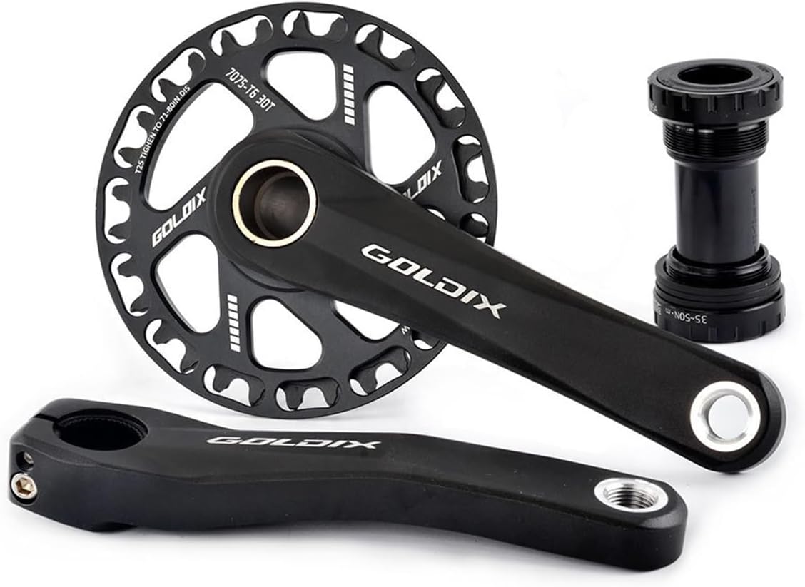 NaLsa Folding Bicycle Cranksets GOLDIX Crank Arm Set 28T 30T 32T 34T 36T Chainrings 160mm Crank with Bearing for Most Single Speed Bicycles Color : 32tCrankBearing, Size : 150mm