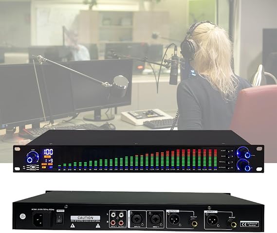 Stereo Graphic Eq Noise Reduction with Spectrum Display 31-Band Graphic Equalizer Industrial Audio System Professional Ktv Stage Performance Equalizer(Size:EQ-777S)