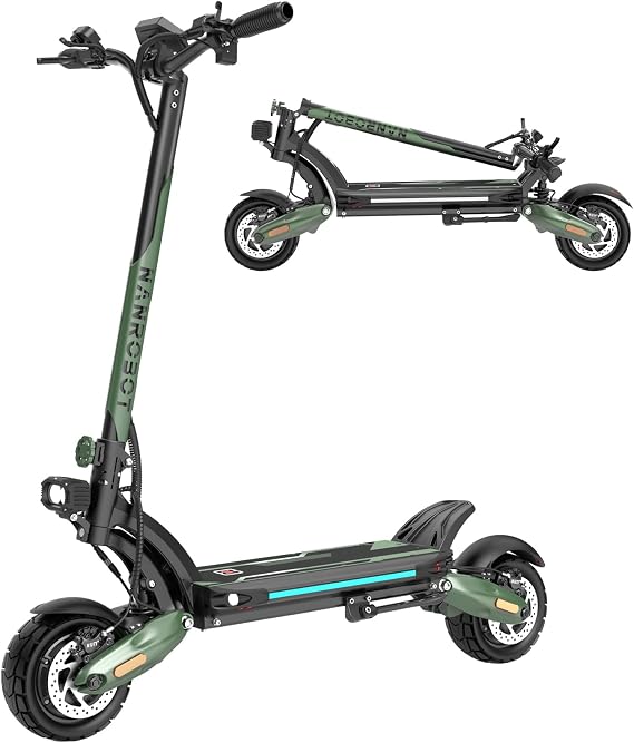 NANROBOT D6+ Lightning H1 Electric Scooter Adults 3000W Dual Motors 45 MPH Top Speed 75/40/18 Miles Long Range Fast Electric Scooter 10" Off-Road Tires E Scooter Foldable Commuter Sport Scooters