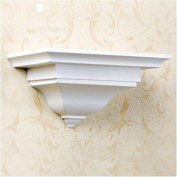 Wall Mounted Shelve Brackets, Wooden Wall Storage Racks, Decorative Floating Display Stand For Living Room Bedroom Kitchen Bathroom, No Assembly Required(White)
