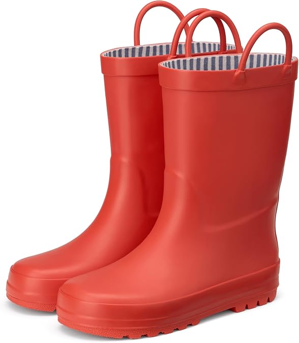 HISEA Kid's Waterproof Rubber Rain Boots for Toddlers Boys and Girls
