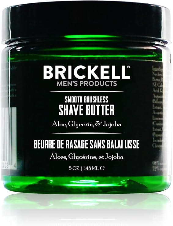 Brickell Men's Smooth Brushless Shave Butter for Men, Natural and Organic Smooth Shaving Butter to Fights Nicks, Cuts and Razor Burn, 148 ml, Unscented