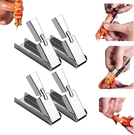 Crawfish Peeler Tool, 2025 New Stainless Steel Crawfish Sheller Tool for Peeling Shrimp Tails Crayfish Shelling Device Shrimp Peeler, Crayfish Shelling Device Seafood Tool for Kitchen Restaurant (4)