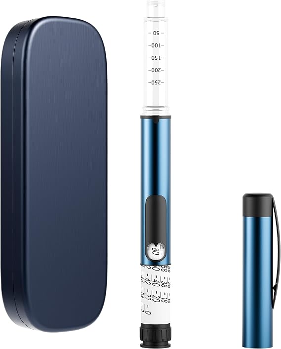 80 Unit Reusable Peptide Pen Injector Device, Injection Pen with Adjustable Dose Dial Compatible,Clear Scale Design and Protect Case
