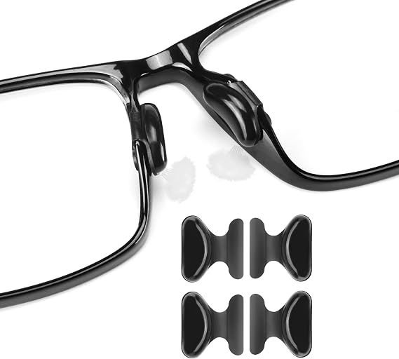 Eyeglass Nose Pads Adhesive Silicone Soft Anti Slip Nose Pads for Plastic Frames Eyeglasses and Sunglasses 12 Pairs Black 2.5mm