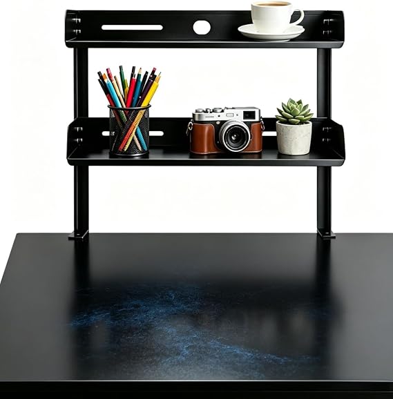 Yuxh Clamp on Desk Shelf 2Tier, Black, Small