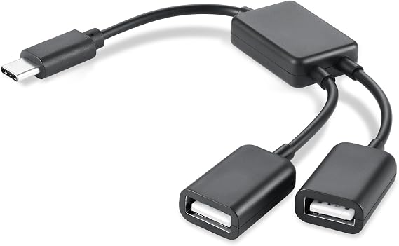 IFLASH TYPC C to Dual USB Splitter, Type C to USB2.0 Adapter HUB, 2X USB-C to USB2.0 Female, 1-Port USB-C OTG HUB for Apple MacBook, MacBook Pro, Google Pixel, Galaxy S10 & More Device