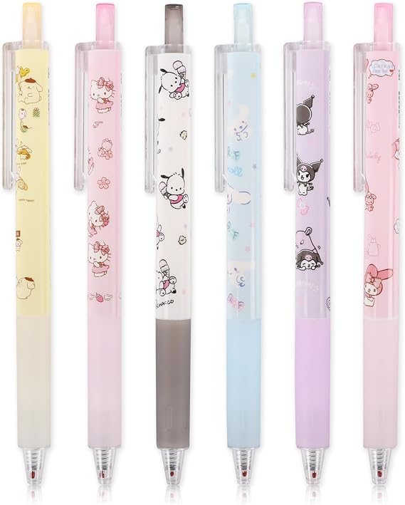 Gel Pens, 6 pcs 0.5mm Black Ink Pens Fine Point Smooth Writing High-End Series for Journaling Note Taking, Cute Office School Supplies Gifts Women Men Kids Girls
