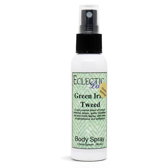 Eclectic Lady Green Irish Tweed Body Spray, Double Strength, 2 ounces, Body Mist