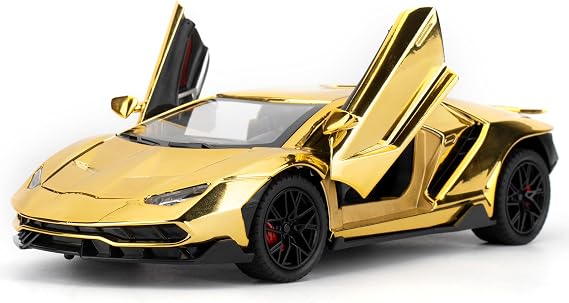 TGRCM-CZ 1/24 Lamborghini 770 Model Car, Sound and Light Toy Car with Pullback Function, Collectible Alloy Model, Gift for Children Gold