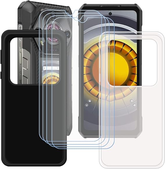 2 パック ブラック + 半透明シリコーンカバー適用 Ulefone Armor 30 6.95" + 4 パック HD ・ 強化ガラス