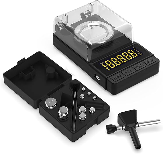 Maxus Milligram Scale and Calibration Weights Set with Powder Trickler