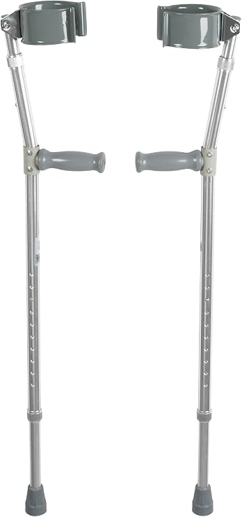 Drive Medical Forearm Crutch, Gray, Adult (10403) | Forearm Crutch Offers Comfortable Underarm Pad and Handgrip for Extra Everyday Stability and Support for Adults