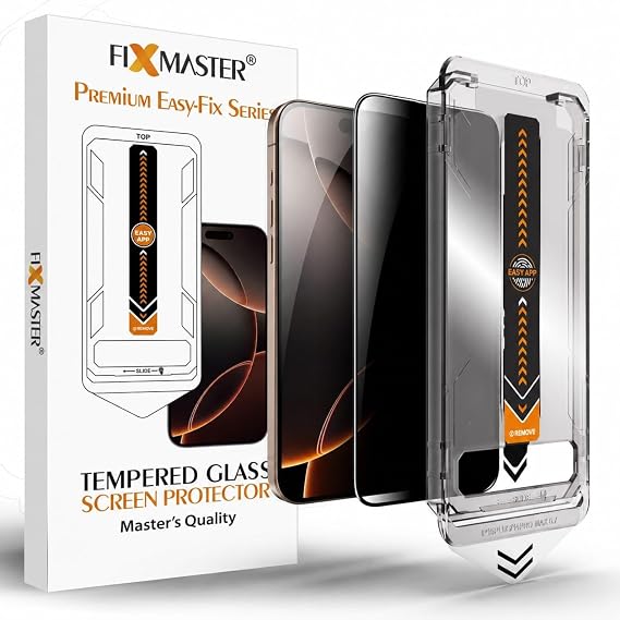 Ghost (Privacy) Tempered Glass Compatible with Fixmaster iPhone 13 Pro Max and iPhone 14 Plus, Easy Fix Easy Installation Series High Quality Screen Protector
