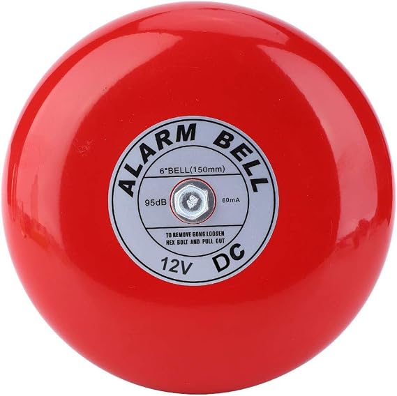 Electric Fire Alarm Bell 95dB DC12V, Round Industrial Security Siren with Aluminum Base for School Elevator Home and Factory Applications